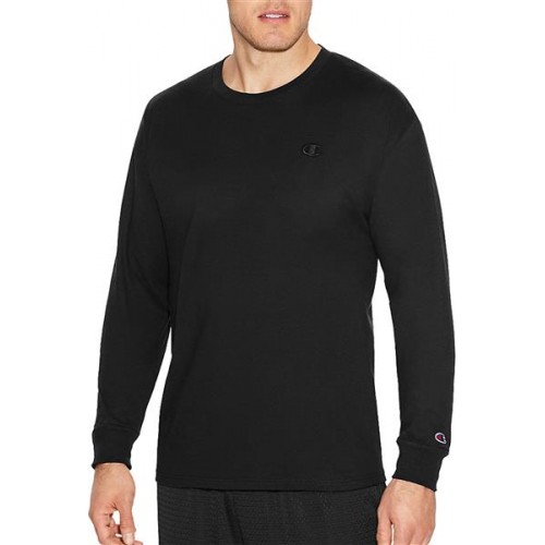 Champion Men's Classic Cotton Long Sleeve Black Shirt Champion Men's Classic Cotton Long Sleeve Black Shirt