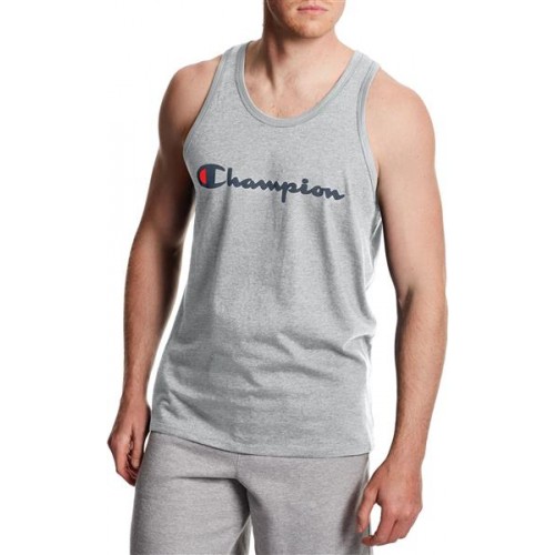Champion Men's Classic Jersey Graphic Sleeveless Oxford Grey Shirt Champion Men's Classic Jersey Graphic Sleeveless Oxford Grey Shirt