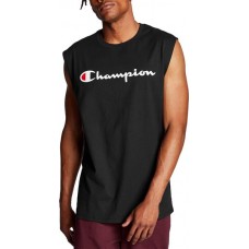 Champion Men's Classic Jersey Script Logo Graphic Muscle Tank Black Top Champion Men's Classic Jersey Script Logo Graphic Muscle Tank Black Top