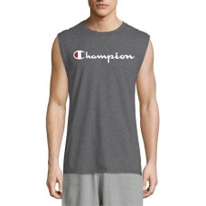 Champion Men's Classic Jersey Script Logo Graphic Muscle Tank Granite Heather Top