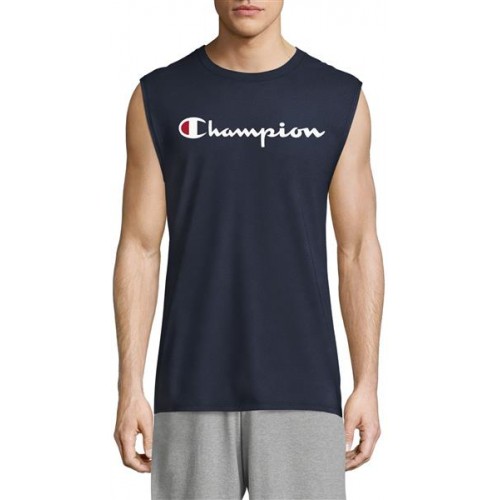 Champion Men's Classic Jersey Script Logo Graphic Muscle Tank Navy Top Champion Men's Classic Jersey Script Logo Graphic Muscle Tank Navy Top