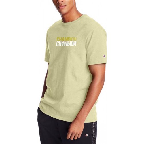Champion Men's Heritage Reflection Logo Graphic Lemon Glacier T-Shirt