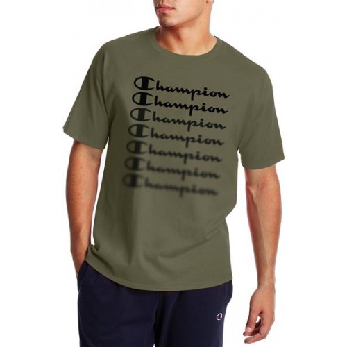 Champion Men's Multiple Script Graphic Cargo Olive T-Shirt Champion Men's Multiple Script Graphic Cargo Olive T-Shirt