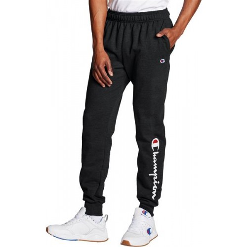 Champion Men's Powerblend Graphic Jogger Black Pants Champion Men's Powerblend Graphic Jogger Black Pants