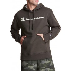 Champion Men's Powerblend Script Graphic Army Hoodie