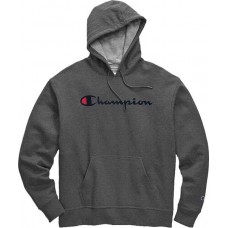 Champion Men's Powerblend Script Graphic Granite Heather Hoodie