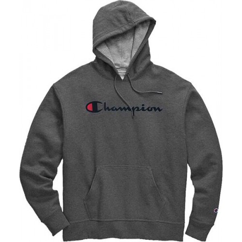 Champion Men's Powerblend Script Graphic Granite Heather Hoodie Champion Men's Powerblend Script Graphic Granite Heather Hoodie