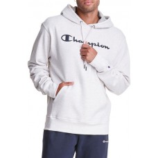 Champion Men's Powerblend Script Graphic Oatmeal Heather Hoodie
