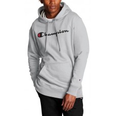 Champion Men's Powerblend Script Graphic Oxford Gray Hoodie