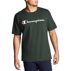Champion Men's Script Jersey Graphic Dark Green T-Shirt