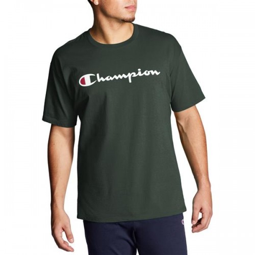 Champion Men's Script Jersey Graphic Dark Green T-Shirt Champion Men's Script Jersey Graphic Dark Green T-Shirt