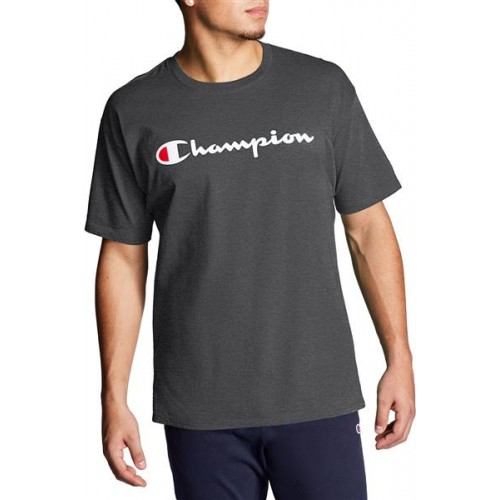 Champion Men's Script Jersey Graphic Granite Heather T-Shirt Champion Men's Script Jersey Graphic Granite Heather T-Shirt