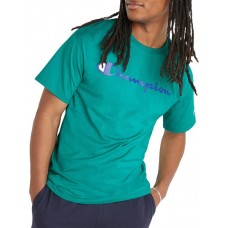 Champion Men's Script Jersey Graphic Green Reef T-Shirt