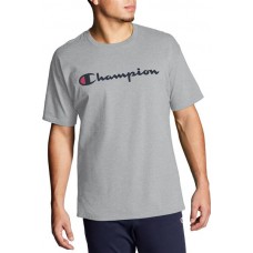 Champion Men's Script Jersey Graphic Oxford Gray T-Shirt