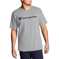 Champion Men's Script Jersey Graphic Oxford Grey T-Shirt