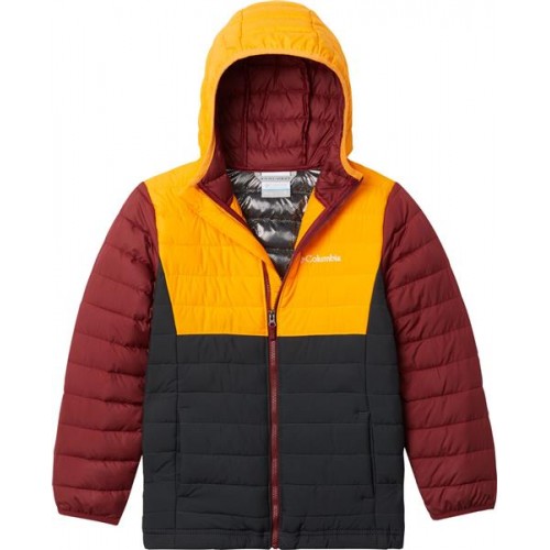 Columbia Boys' Powder Lite Hooded Shark/Flame Ornge/Rd Jspr Jacket Columbia Boys' Powder Lite Hooded Shark/Flame Ornge/Rd Jspr Jacket