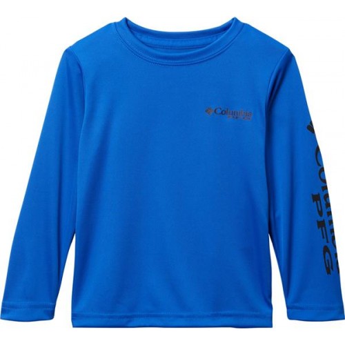 Columbia Boys' Terminal Tackle PFG Long Sleeve Blue Macaw/Black Logo Shirt Columbia Boys' Terminal Tackle PFG Long Sleeve Blue Macaw/Black Logo Shirt