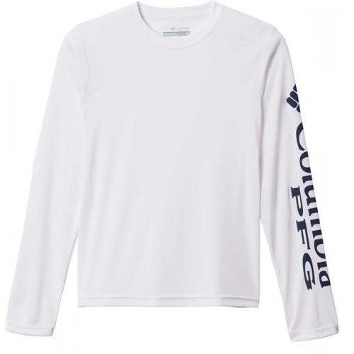Columbia Boys' Terminal Tackle PFG Long Sleeve White/Collegiate Nvy Logo Shirt Columbia Boys' Terminal Tackle PFG Long Sleeve White/Collegiate Nvy Logo Shirt