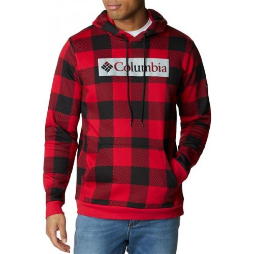 Columbia Men's Columbia Logo Printed Mountain Red Check Print Hoodie Columbia Men's Columbia Logo Printed Mountain Red Check Print Hoodie