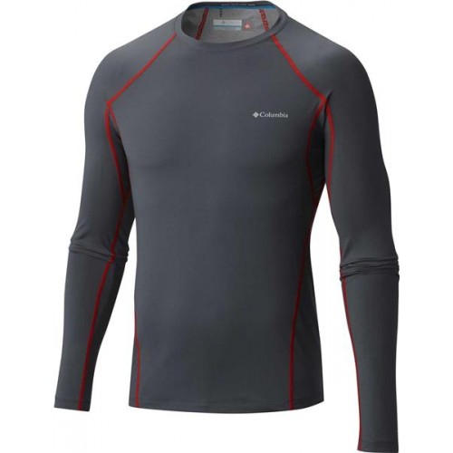 Columbia Men's Midweight Stretch Base Layer Long Sleeve Graphite/Red Shirt Columbia Men's Midweight Stretch Base Layer Long Sleeve Graphite/Red Shirt