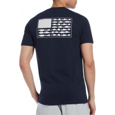 Columbia Men's PFG Americana Saltwater Fish Flag Columbia Navy T-Shirt
