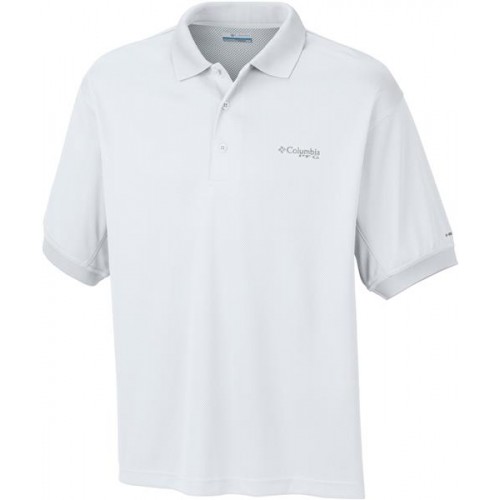 Columbia Men's PFG Perfect Cast Polo White Shirt Columbia Men's PFG Perfect Cast Polo White Shirt
