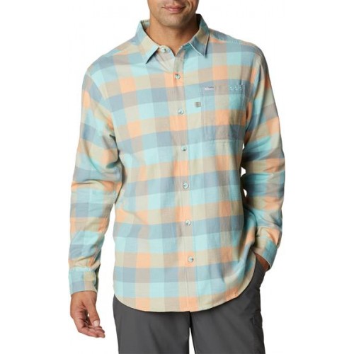 Columbia Men's PFG Slack Tide Flannel Long Sleeve Bright Nectar Big Gingham Shirt Columbia Men's PFG Slack Tide Flannel Long Sleeve Bright Nectar Big Gingham Shirt