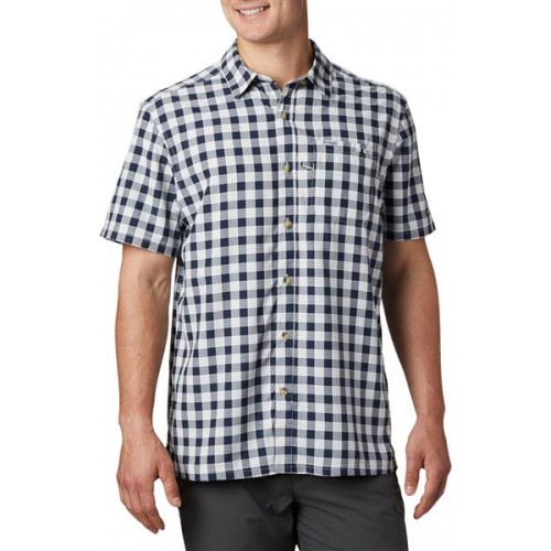 Columbia Men's PFG Super Slack Tide Short Sleeve Collegiate Navy Palaka Shirt Columbia Men's PFG Super Slack Tide Short Sleeve Collegiate Navy Palaka Shirt