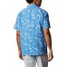 Columbia Men's PFG Super Slack Tide Short Sleeve Vivid Blue Kona Print Shirt Columbia Men's PFG Super Slack Tide Short Sleeve Vivid Blue Kona Print Shirt