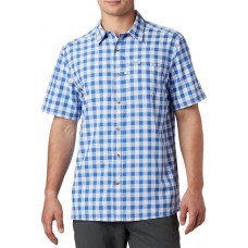 Columbia Men's PFG Super Slack Tide Short Sleeve Vivid Blue Palaka Shirt