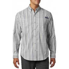 Columbia Men's PFG Super Tamiami Long Sleeve Cool Grey Small Check Shirt