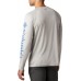 Columbia Men's PFG Terminal Tackle Heather Long Sleeve Cool Grey Heather/Vivd Bl Shirt Columbia Men's PFG Terminal Tackle Heather Long Sleeve Cool Grey Heather/Vivd Bl Shirt