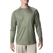 Columbia Men's PFG Terminal Tackle Heather Long Sleeve CypressHeatherCoolGreenLg Shirt