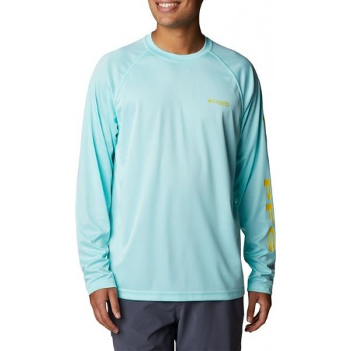 Columbia Men's PFG Terminal Tackle Heather Long Sleeve GS Heath/ Laser Lem Logo Shirt Columbia Men's PFG Terminal Tackle Heather Long Sleeve GS Heath/ Laser Lem Logo Shirt