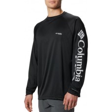 Columbia Men's PFG Terminal Tackle Long Sleeve Black/Cool Grey Logo Shirt