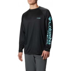 Columbia Men's PFG Terminal Tackle Long Sleeve Black/Gulf Stream Shirt