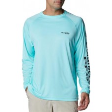 Columbia Men's PFG Terminal Tackle Long Sleeve Gulf Stream/Black Logo Shirt