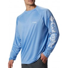 Columbia Men's PFG Terminal Tackle Long Sleeve White Cap/White Logo Shirt Columbia Men's PFG Terminal Tackle Long Sleeve White Cap/White Logo Shirt