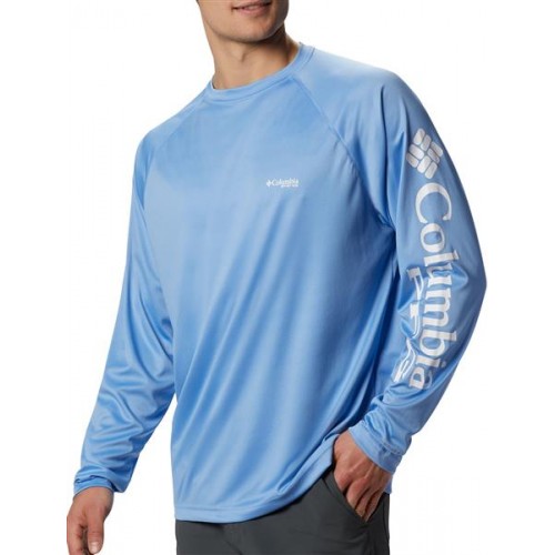 Columbia Men's PFG Terminal Tackle Long Sleeve White Cap/White Logo Shirt Columbia Men's PFG Terminal Tackle Long Sleeve White Cap/White Logo Shirt