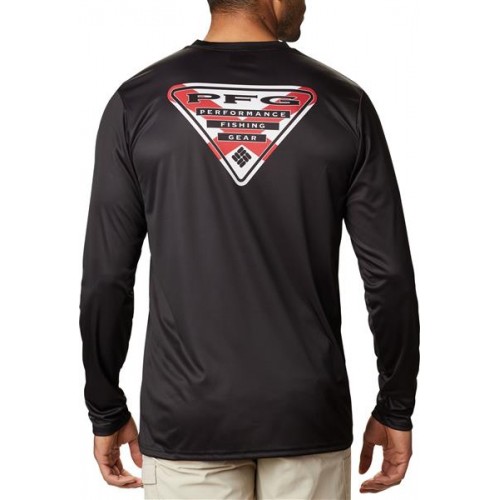 Columbia Men's PFG Terminal Tackle Tri-Fish Long Sleeve Black/AL Flag Shirt Columbia Men's PFG Terminal Tackle Tri-Fish Long Sleeve Black/AL Flag Shirt