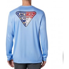 Columbia Men's PFG Terminal Tackle Tri-Fish Long Sleeve White Cap/North Carolina Shirt