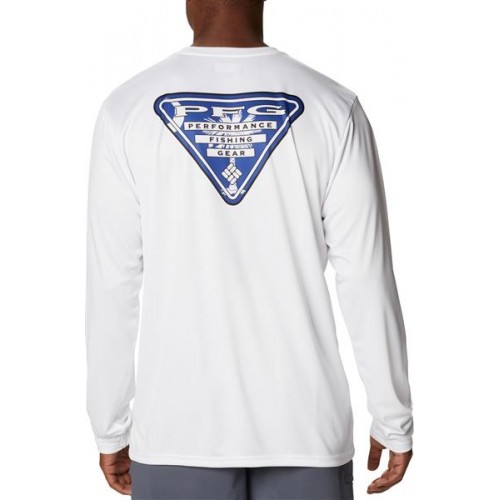 Columbia Men's PFG Terminal Tackle Tri-Fish Long Sleeve White/SC Flag Shirt Columbia Men's PFG Terminal Tackle Tri-Fish Long Sleeve White/SC Flag Shirt
