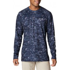 Columbia Men's Super Terminal Tackle Long Sleeve Cllgiate Nvy Cntr Fsh Prt Shirt Columbia Men's Super Terminal Tackle Long Sleeve Cllgiate Nvy Cntr Fsh Prt Shirt