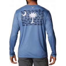 Columbia Men's Terminal Tackle PFG Fish Flag Long Sleeve Bluestone/SC Fish Shirt