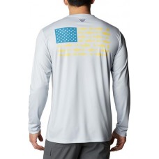 Columbia Men's Terminal Tackle PFG Fish Flag Long Sleeve CGrey/ Deep Marine Trout Shirt