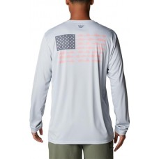 Columbia Men's Terminal Tackle PFG Fish Flag Long Sleeve City Grey/Cool Grey Shirt Columbia Men's Terminal Tackle PFG Fish Flag Long Sleeve City Grey/Cool Grey Shirt