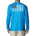 Columbia Men's Terminal Tackle PFG Fish Flag Long Sleeve Comp Blue/Wht Offsh Fish Shirt