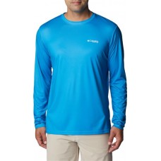 Columbia Men's Terminal Tackle PFG Fish Flag Long Sleeve Comp Blue/Wht Offsh Fish Shirt