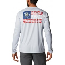Columbia Men's Terminal Tackle PFG Fish Flag Long Sleeve Cool Grey/GA Fish Shirt