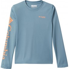 Columbia Youth Terminal Tackle PFG Long Sleeve Graphic Storm/Bright Nectar Bass T-Shirt
